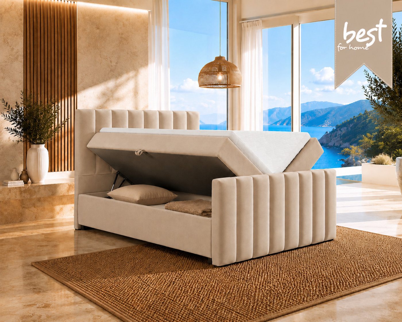 Best for Home Boxspringbett Trinity K10 mit Stauraum, Bonellmatratze & Komfort-Topper (Boxspringbett-Set, 1-St., 140x200 160x200 180x200 200x200 cm), Ergonomisc – Bild 2 von 5