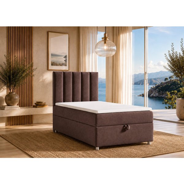 Best for Home Boxspringbett Trinity K10 SINGLE mit Bettkasten & Bonellfederkern, Komfort Topper H3 (Einzelbett, Polsterbett gepolstertes Kopfteil, Jugendbett, K