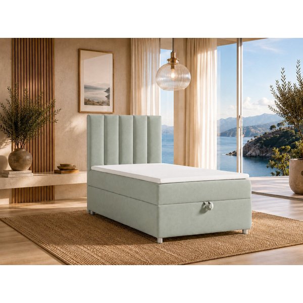 Best for Home Boxspringbett Trinity K10 SINGLE mit Bettkasten & Bonellfederkern, Komfort Topper H3 (Einzelbett, Polsterbett gepolstertes Kopfteil, Jugendbett, K