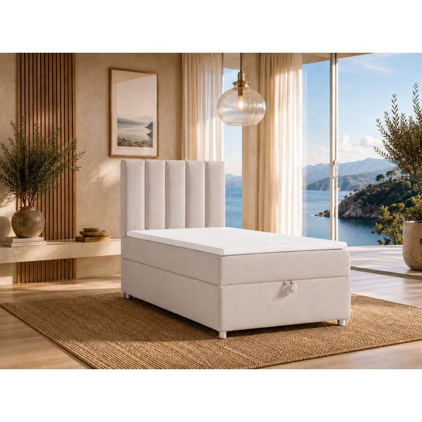 Best for Home Boxspringbett Trinity K10 SINGLE mit Bettkasten & Bonellfederkern, Komfort Topper H3 (Einzelbett, Polsterbett gepolstertes Kopfteil, Jugendbett, K