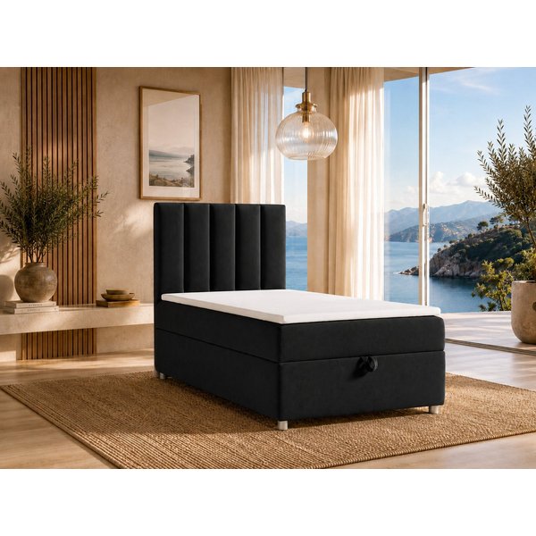 Best for Home Boxspringbett Trinity K10 SINGLE mit Bettkasten & Bonellfederkern, Komfort Topper H3 (Einzelbett, Polsterbett gepolstertes Kopfteil, Jugendbett, K