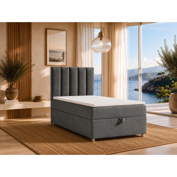 Best for Home Boxspringbett Trinity K10 SINGLE mit Bettkasten & Bonellfederkern, Komfort Topper H3 (Einzelbett, Polsterbett gepolstertes Kopfteil, Jugendbett, K
