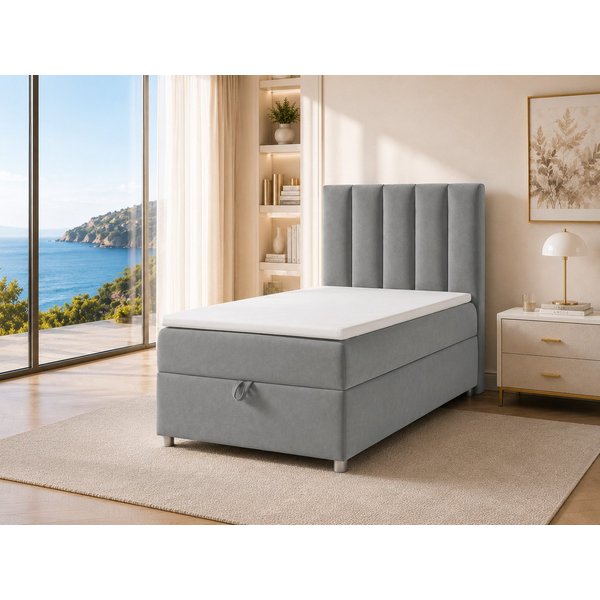 Best for Home Boxspringbett Trinity K10 SINGLE mit Bettkasten & Bonellfederkern, Komfort Topper H3 (Einzelbett, Polsterbett gepolstertes Kopfteil, Jugendbett, K