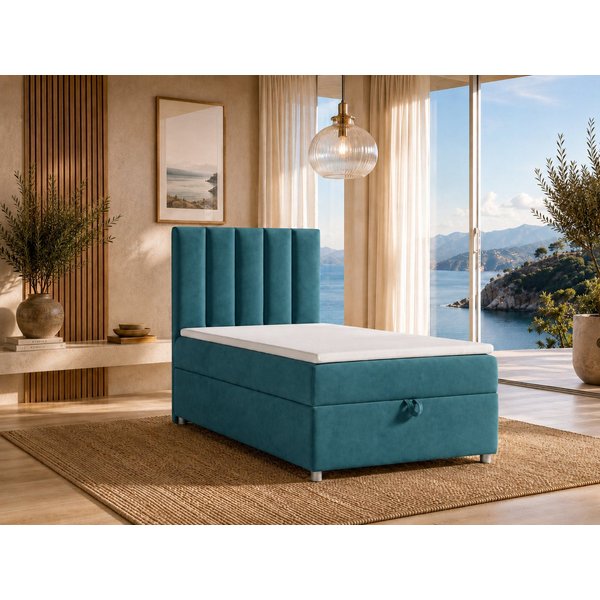 Best for Home Boxspringbett Trinity K10 SINGLE mit Bettkasten & Bonellfederkern, Komfort Topper H3 (Einzelbett, Polsterbett gepolstertes Kopfteil, Jugendbett, K