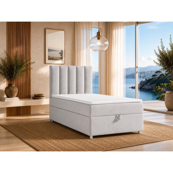 Best for Home Boxspringbett Trinity K10 SINGLE mit Bettkasten & Bonellfederkern, Komfort Topper H3 (Einzelbett, Polsterbett gepolstertes Kopfteil, Jugendbett, K