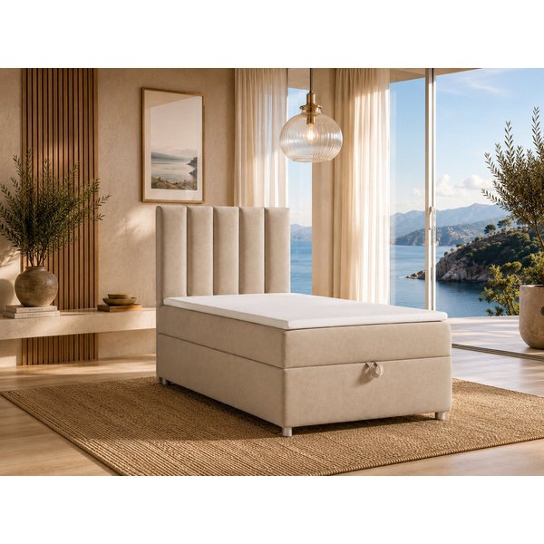 Best for Home Boxspringbett Trinity K10 SINGLE mit Bettkasten & Bonellfederkern, Komfort Topper H3 (Einzelbett, Polsterbett gepolstertes Kopfteil, Jugendbett, K