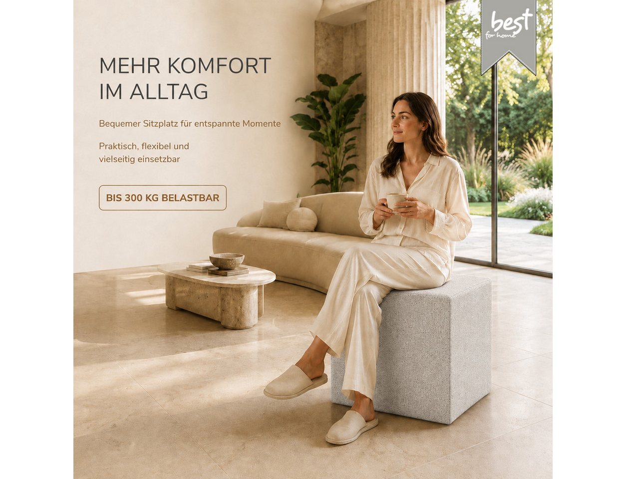 Best for Home Sitzhocker Cube Pouf – Stilvoller Samt Hocker & Fußhocker (Einzelstück, 1 St., verschiedene Farben), Handwerksqualität,TOP Preis-Leistungs-Verhält – Bild 4 von 5