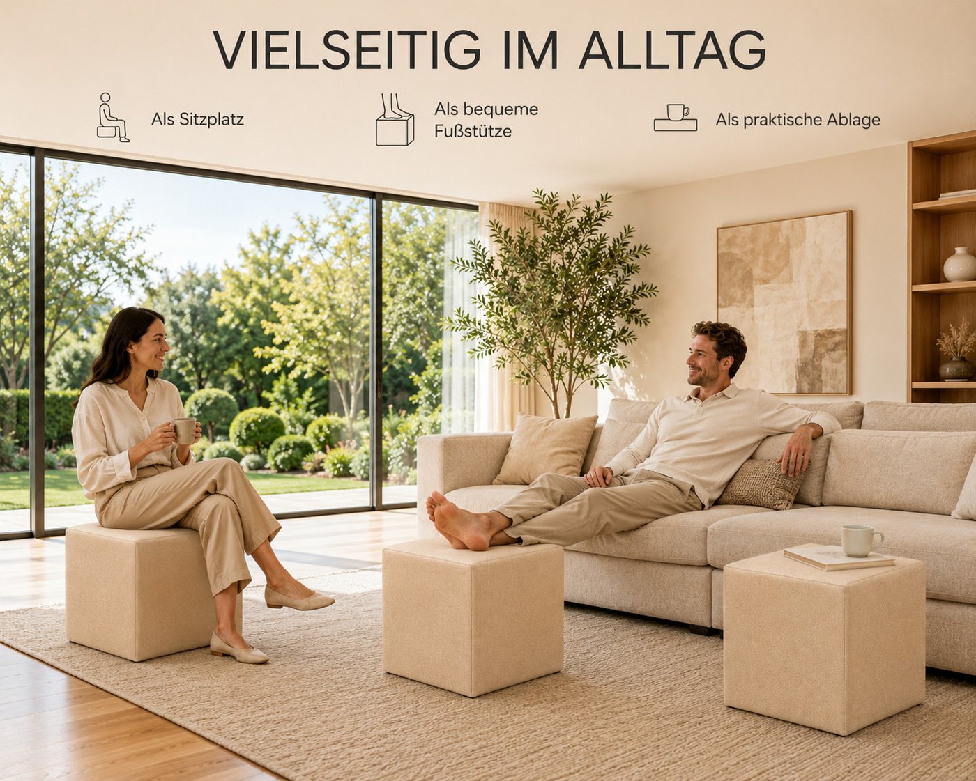 Best for Home Sitzhocker Cube Pouf – Stilvoller Samt Hocker & Fußhocker (Einzelstück, 1 St., verschiedene Farben), Handwerksqualität,TOP Preis-Leistungs-Verhält – Bild 3 von 5