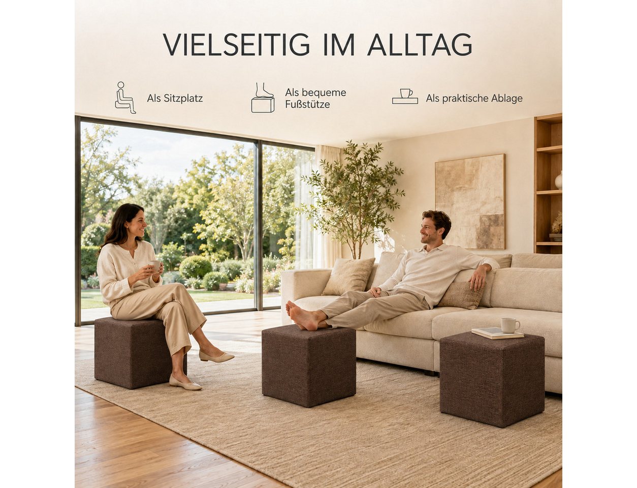 Best for Home Sitzhocker Cube Pouf – Stilvoller Samt Hocker & Fußhocker (Einzelstück, 1 St., verschiedene Farben), Handwerksqualität,TOP Preis-Leistungs-Verhält – Bild 3 von 5