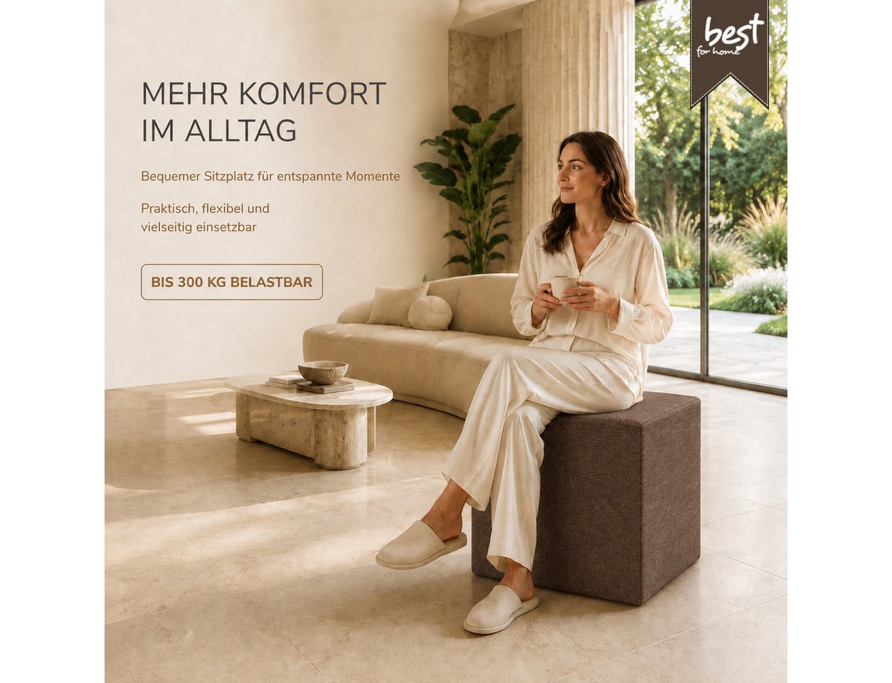 Best for Home Sitzhocker Cube Pouf – Stilvoller Samt Hocker & Fußhocker (Einzelstück, 1 St., verschiedene Farben), Handwerksqualität,TOP Preis-Leistungs-Verhält – Bild 4 von 5