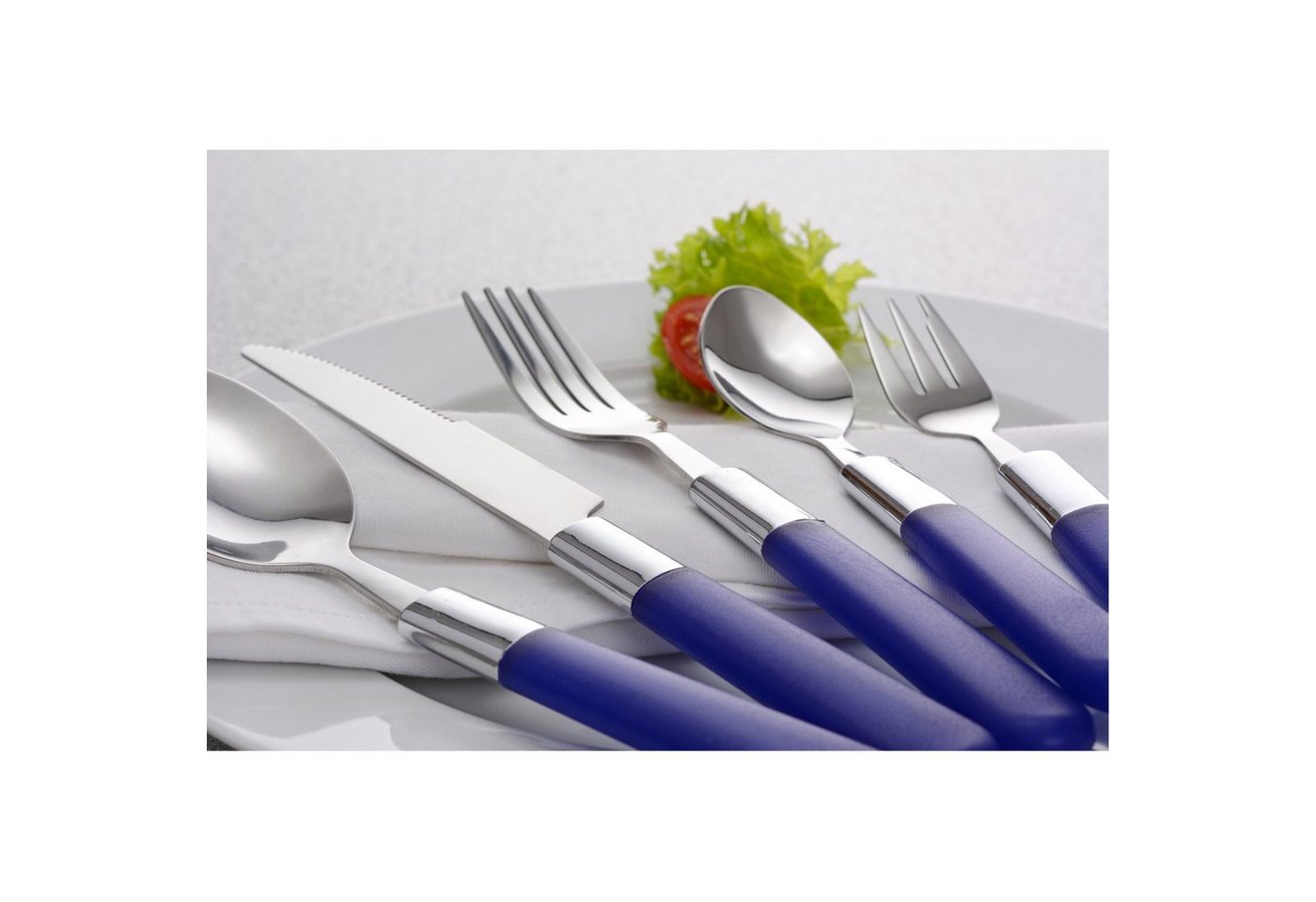 GRÄWE Besteck-Set GRÄWE 37-teiliges Starter-Set mit blauen Griffen, Serie MILANO, Edelstahl 18/0 – Bild 2 von 4