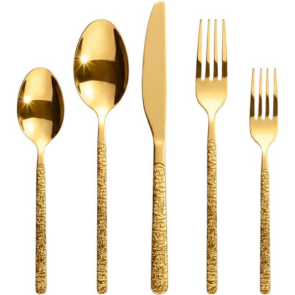 Roxlin Besteck-Set Roxlin Besteckset 30-tlg Stein Design Edelstahl, Gold/Schwarz/Silber, 6 Personen, Edelstahl