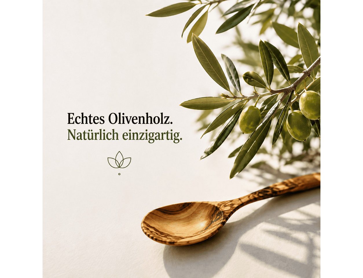 BIOLAVIVA Bestecklöffel BIOLAVIVA, Olivenholz Löffel – handgefertigt 20 cm, Geschenkidee, Jedes Stück ein Unikat, Natürliche individuelle Maserung – Bild 2 von 5