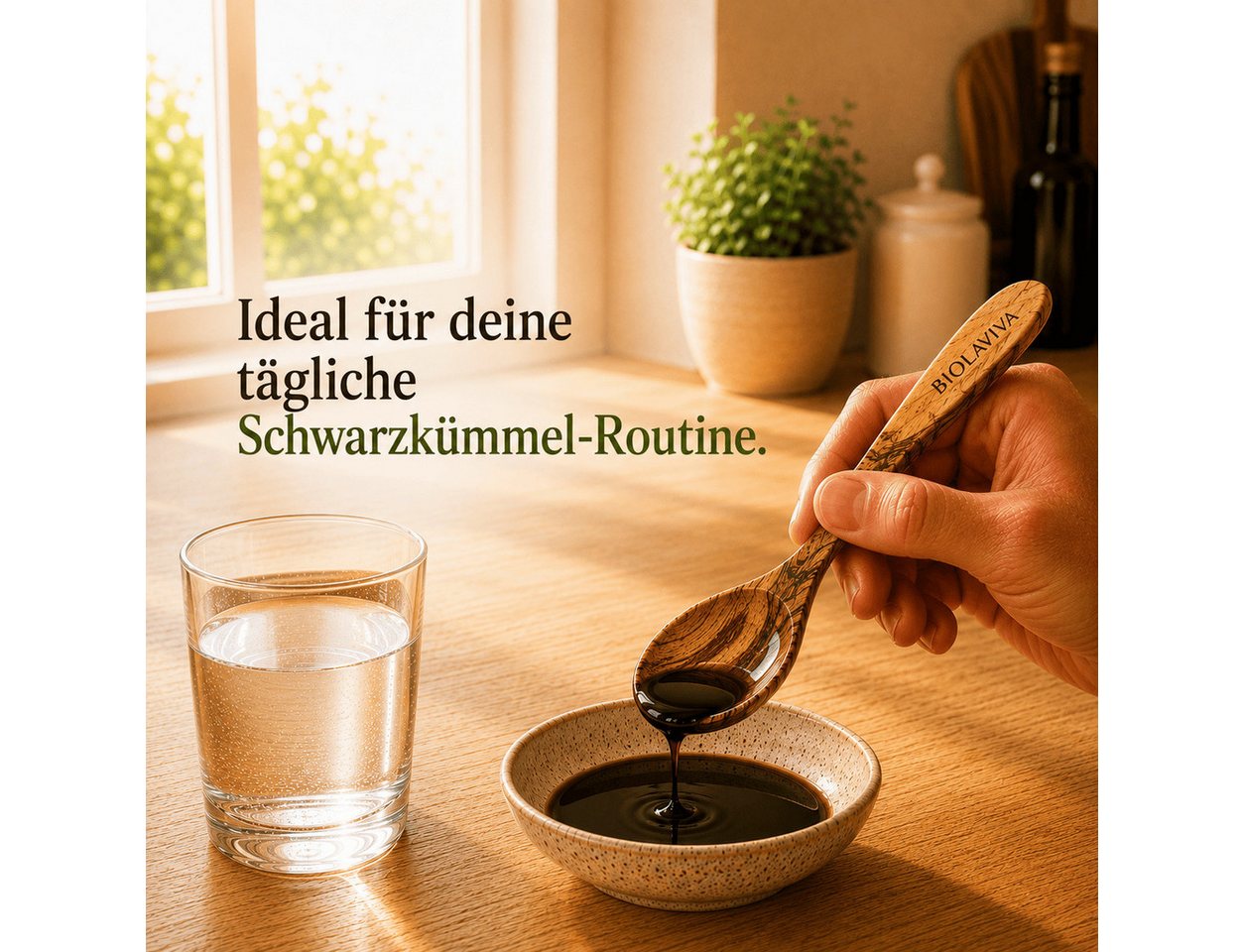 BIOLAVIVA Bestecklöffel BIOLAVIVA, Olivenholz Löffel – handgefertigt 20 cm, Geschenkidee, Jedes Stück ein Unikat, Natürliche individuelle Maserung – Bild 4 von 5