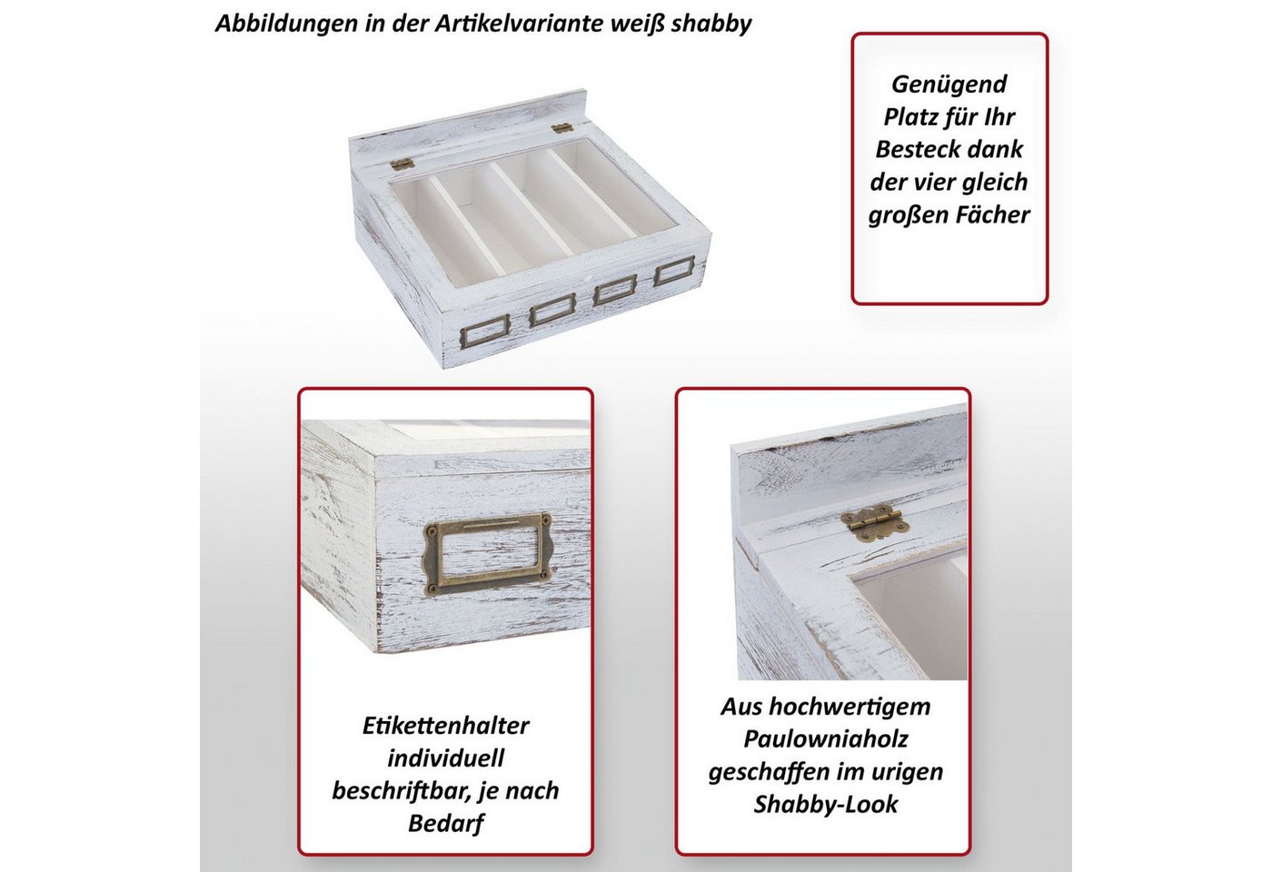 MCW Besteckträger MCW-C25, (1-tlg), 4 Fächer, Mit Etikettenhaltern, Integriertes Sichtfenster – Bild 4 von 5