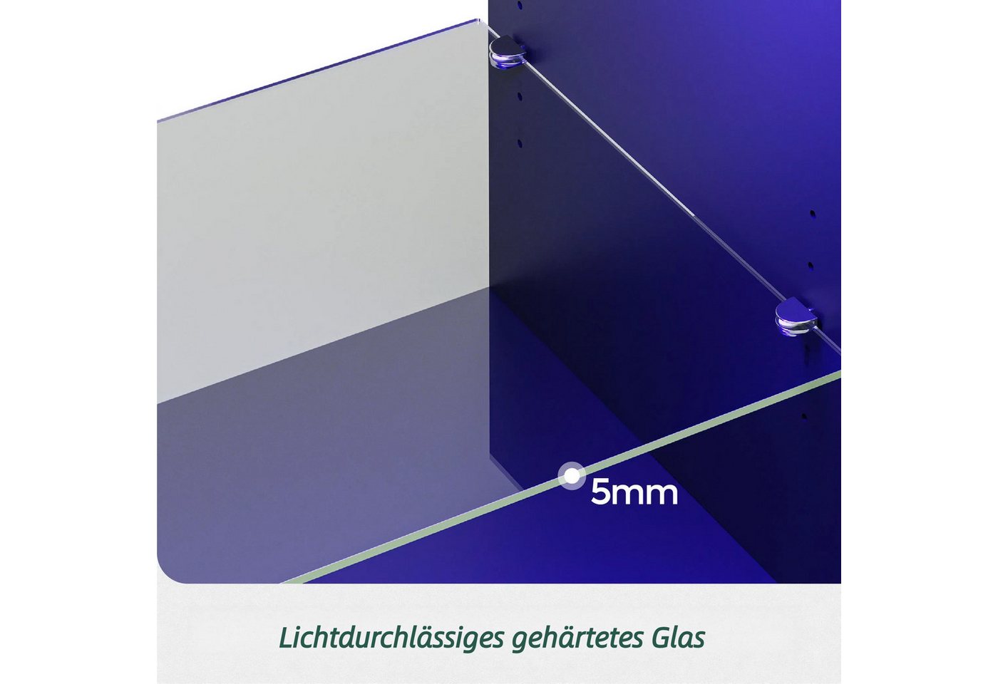 Bestier Lowboard TV-Schrank, Fernsehschrank mit RGB-LED (Breite 144,8 cm mit 2 offenen Fächern und 1 Tür), Fernsehtisch mit verstellbaren Glasböden für Wohnzimm – Bild 3 von 5