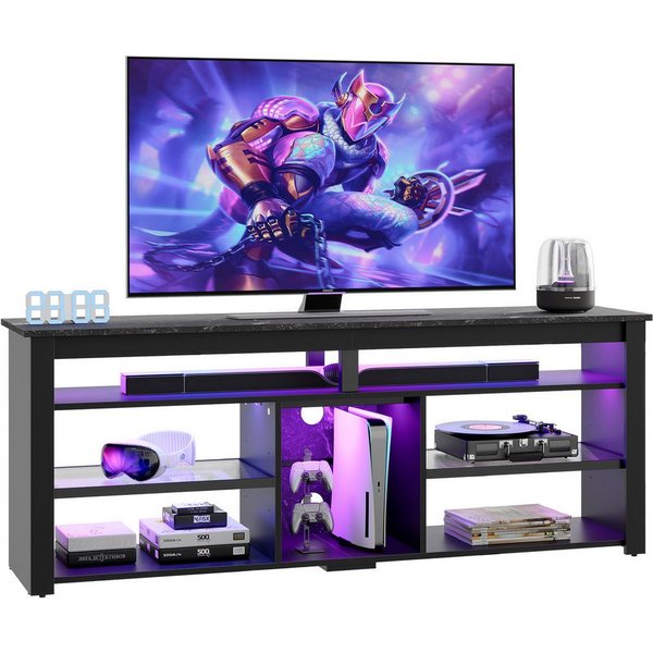 Bestier Lowboard TV-Schrank, Sideboard, Gaming TV Board mit LED-Beleuchtung (Breite 160 cm Fernsehtisch, 1 St, TV-Ständer für 55/60/65/70 Zoll Fernseher, mit 36