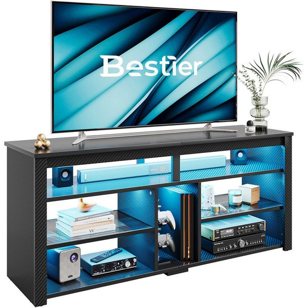 Bestier Lowboard TV-Schrank, Sideboard, Gaming TV Board mit LED-Beleuchtung (Breite 140 cm Fernsehtisch, 1 St, TV-Ständer für 55/60/65 Zoll Fernseher), Medien-T