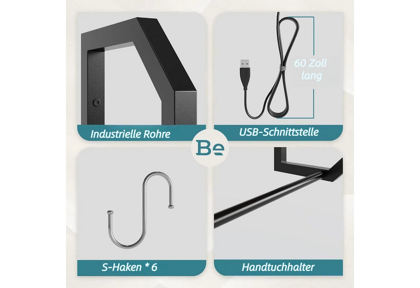 Bestier Wandregal Küchenregal, LED-Gaming-Regale (19.8 x 84 x 88.6 cm) mit verstellbarem, Badezimmer Regal, Schweberegal für Gaming Zimmer, Wein, Kaffee Bar – Bild 5 von 5