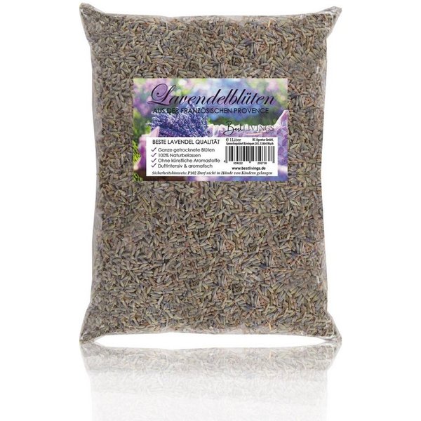 Bestlivings Duftbeutel 1L getrockneteter Lavendel, 100% naturbelassen, ohne künstliche Aromastoffe, duftintensiv