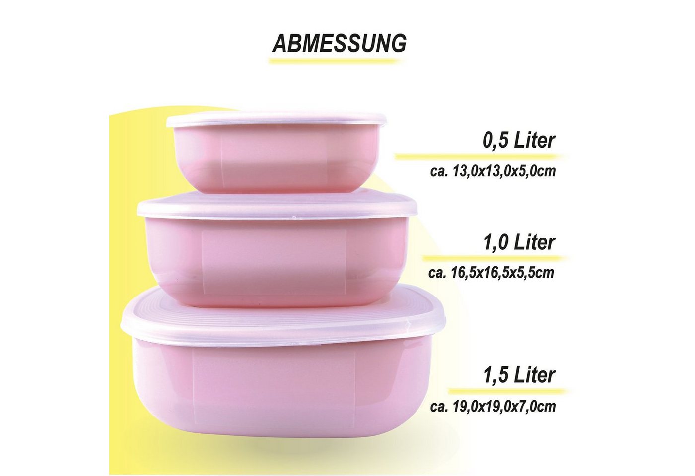 Bestlivings Frischhaltedose Set, Vorratsdosen eckig mit Deckel, (3er Set (700ml - 1,5L), Lebensmittelbehälter mikrowellen u. spülmaschinenfest, gefriertauglich – Bild 2 von 5