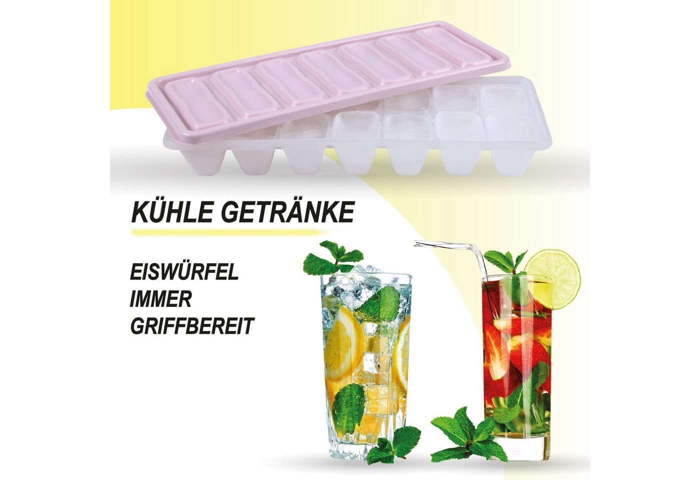 Bestlivings Frischhaltedose Set, Eiswürfelform mit Deckel, Eiswürfelbox für Gefrierschrank, Cocktail, Whisky, Wasser, Limo – Bild 3 von 5