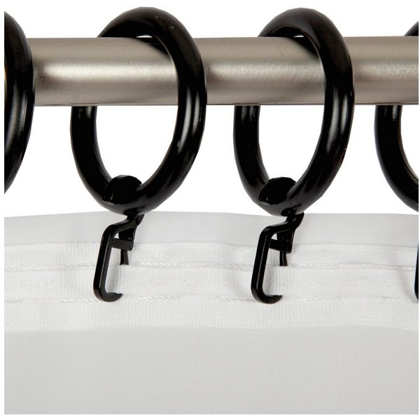 Bestlivings Gardinenstange, 1-läufig, Gardinenring - schwarz - Ø40mm, Gardinenring (silber) Ø40mm , Gardinenringe Ø40mm inkl. Faltenleghaken
