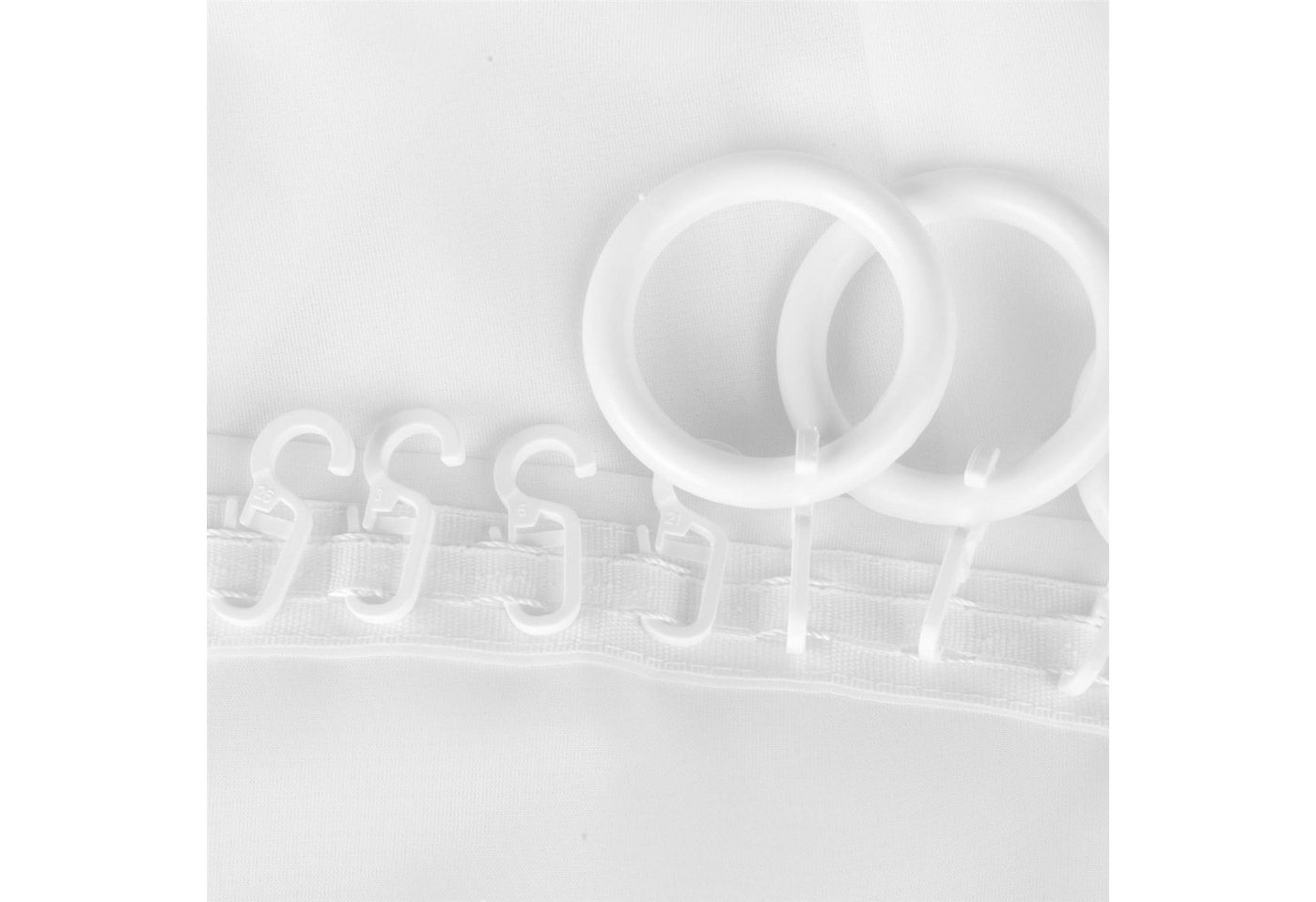 Bestlivings Gardinenstange, 1-läufig, Faltenleghaken - weiß - 9mm, Gardinenring (silber) Ø40mm , Gardinenringe Ø40mm inkl. Faltenleghaken – Bild 4 von 5
