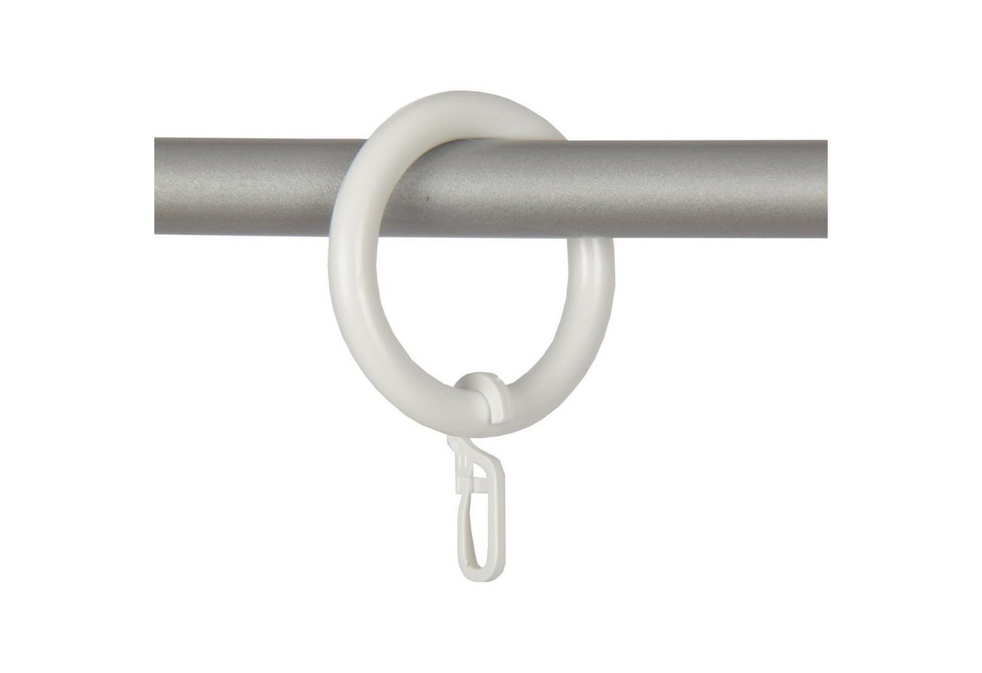 Bestlivings Gardinenstange, 1-läufig, Gardinenring - weiß - Ø40mm, Gardinenring (silber) Ø40mm , Gardinenringe Ø40mm inkl. Faltenleghaken – Bild 2 von 5