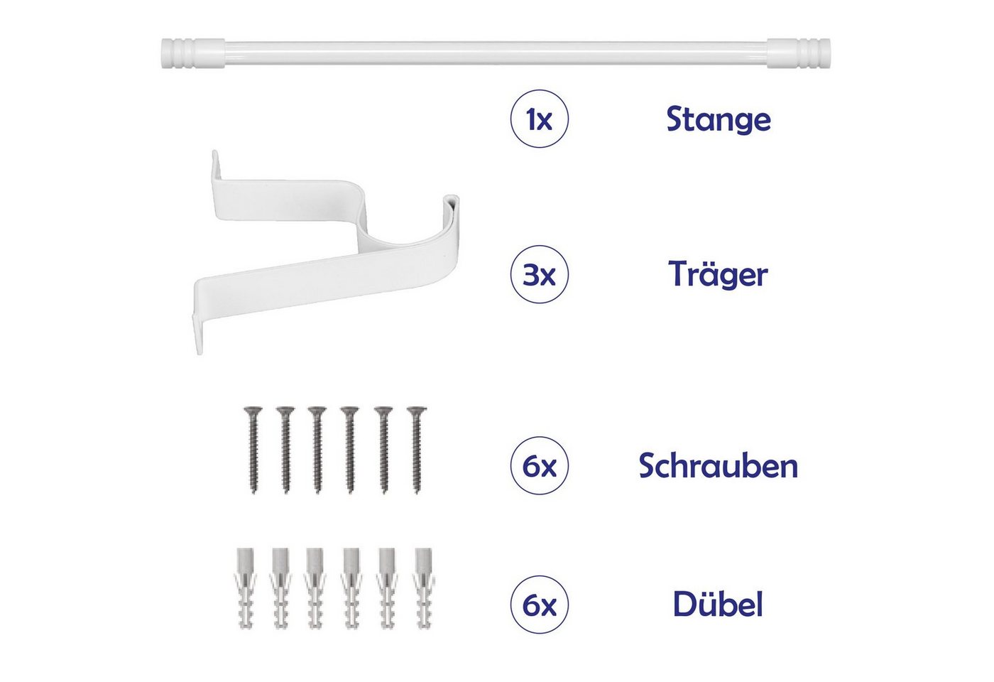 Bestlivings Gardinenstange Modern, Ø 19 mm, 1-läufig, ausziehbar, Wandmontage, verschraubt, Metall, Gardinenstange "Modern" ausziehbar 115 bis 200 cm, Durchmess – Bild 5 von 5