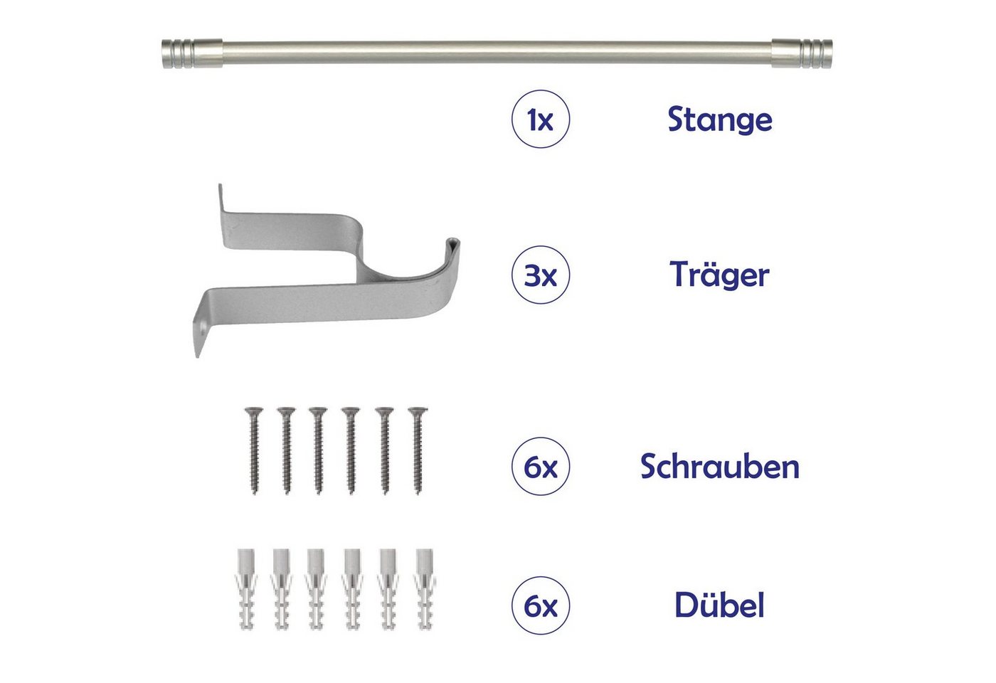 Bestlivings Gardinenstange Modern, Ø 19 mm, 1-läufig, ausziehbar, Wandmontage, verschraubt, Metall, Gardinenstange "Modern" ausziehbar 115 bis 200 cm, Durchmess – Bild 5 von 5