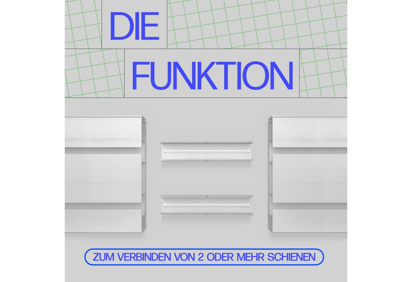 Bestlivings Innenlaufschiene Verbinder-Set, universal-läufig, geklemmt, Kunststoff, langlebig, einfache Montage durch Einschieben – Bild 3 von 5