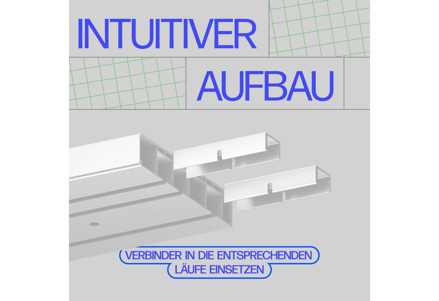Bestlivings Innenlaufschiene Verbinder-Set, universal-läufig, geklemmt, Kunststoff, langlebig, einfache Montage durch Einschieben – Bild 5 von 5