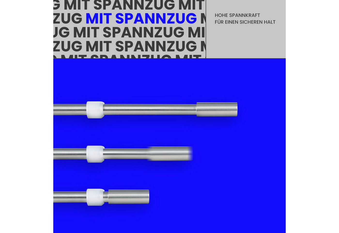 Bestlivings Klemmstange "EASY", Ø 10 mm, 1-läufig, ausdrehbar, ohne Bohren, geklemmt, Metall, für Bistrogardinen, Scheibengardinen, Dekoschals oder saisonale De – Bild 4 von 5