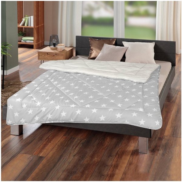 Bestlivings Microfaserbettdecke Wende Steppdecke, Füllung: Polyester, Bezug: Mikrofaser/Sherpa-Fleece, Wende Bettdecke 135x200cm - Steppbett Sherpa-Fleece Flaus