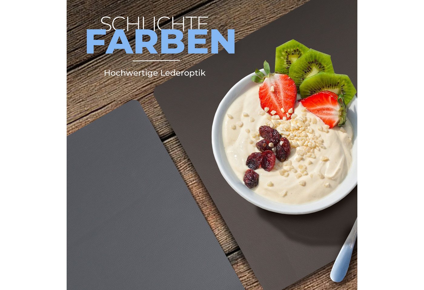 Bestlivings Platzset Kunstleder Uni/Struktur, (6-St), Tischset, abwischbares Lederimitat Platzdeckchen 46x33cm Doppelseitig – Bild 3 von 5