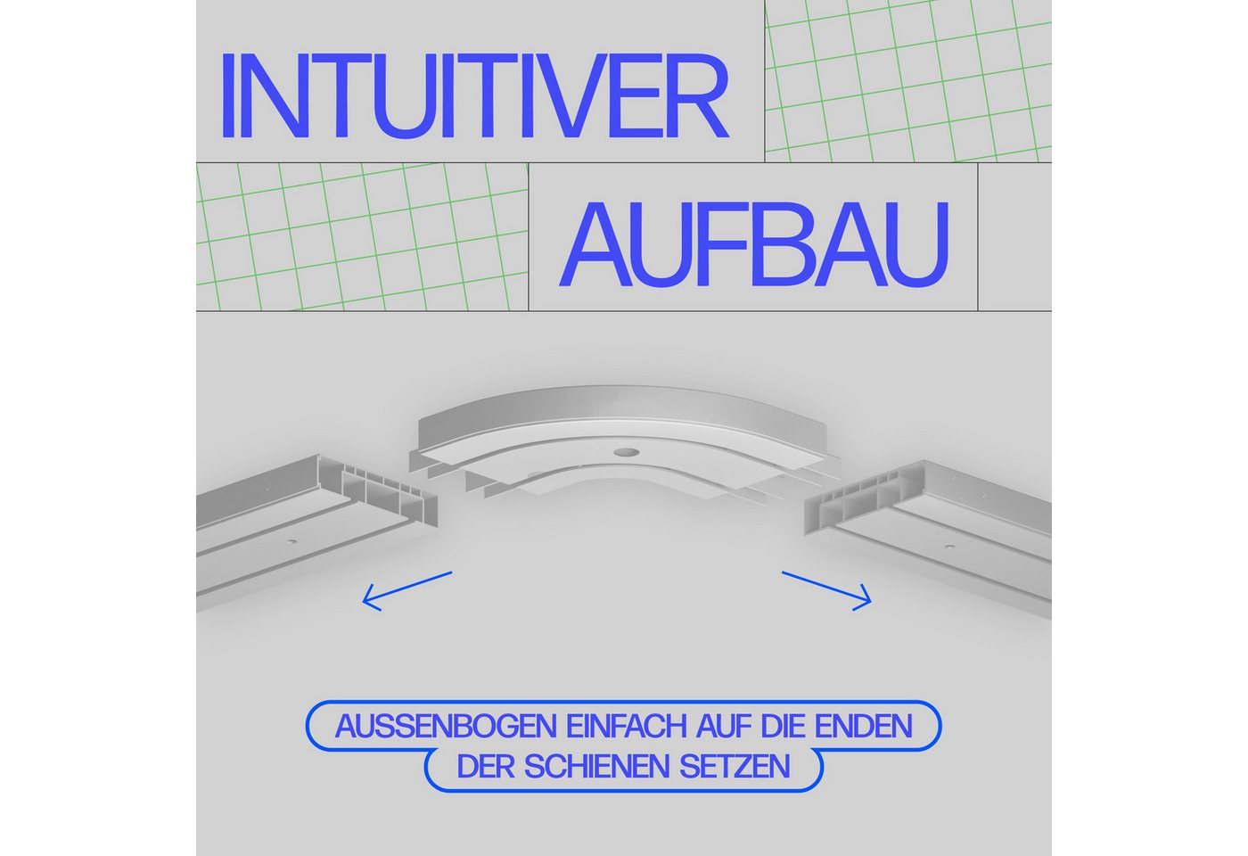 Bestlivings Rundbogen, 2-läufig, mit Bohren, Kunststoff, Außenbogen für Gardinenschienen - Eckverbinder für Erker & Raumecken – Bild 5 von 5