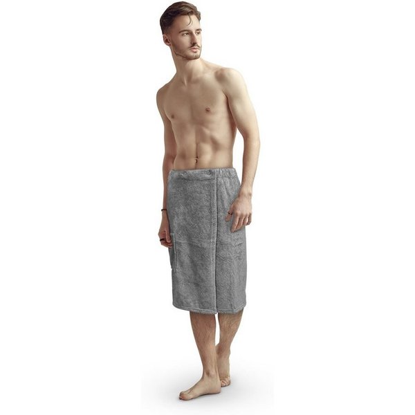 Bestlivings Saunatuch Herren 60x145cm, Sauna Kilt "Flauschig" Saunahandtuch mit Gummizug und Knopfverschluss