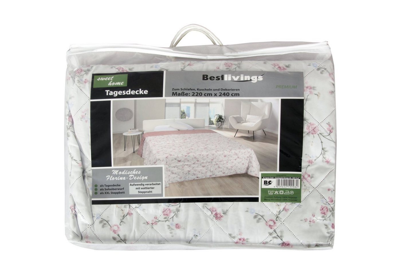 Bestlivings Tagesdecke, Decke XXL (220x240 cm) Patchwork, Überwurf Steppbett – Bild 3 von 4