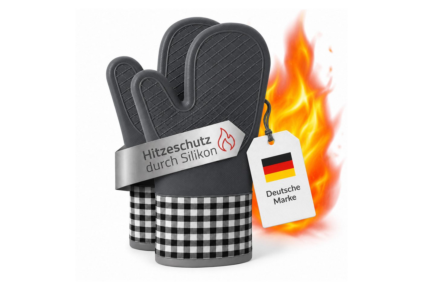 Bestlivings Topfhandschuhe Silikon 2er Pack, (2er Set), Hitzeschutz, rutschfester Griff, isolierende Zwischenschicht – Bild 5 von 5