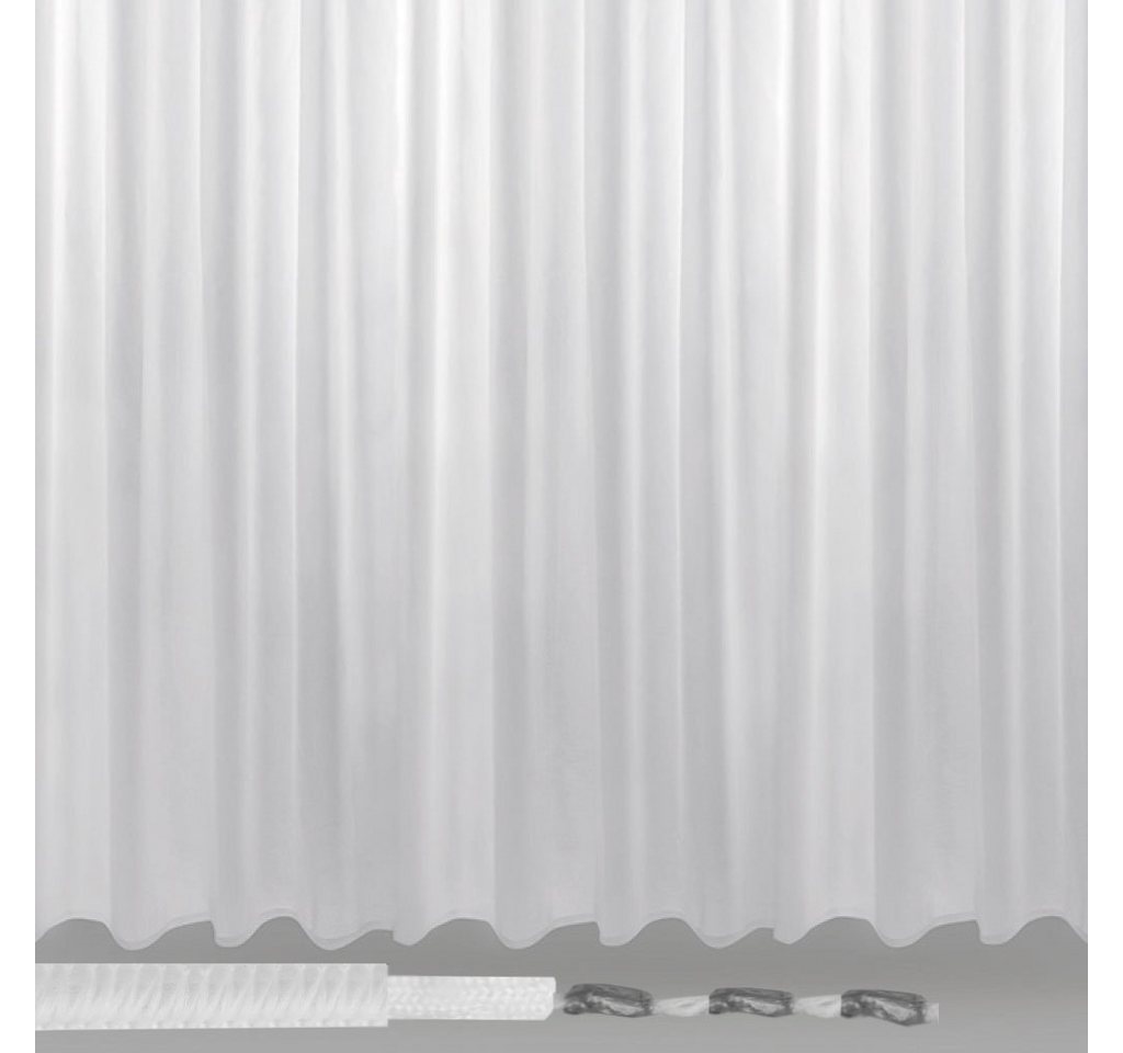 Bestlivings Vorhang (1 St), Kräuselband, halbtransparent, Voile, Transparente "weiße" Übergardine mit beschwerten Abschlußband – Bild 2 von 5