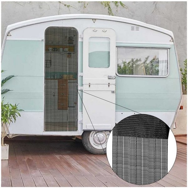 Bestlivings Vorhang (1 St), Stangendurchzug, halbtransparent, Fadenvorhang (56x185cm), Carvan Camping Fadengardine als Türvorhang