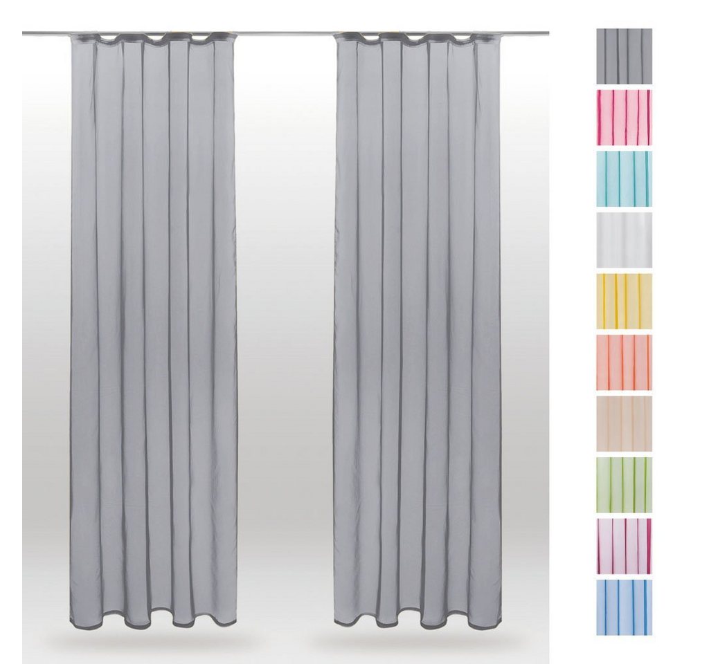 Bestlivings Vorhang (2 St), Kräuselband, transparent, Voile, Gardinenset "Transparent" mit Universalband – Bild 5 von 5