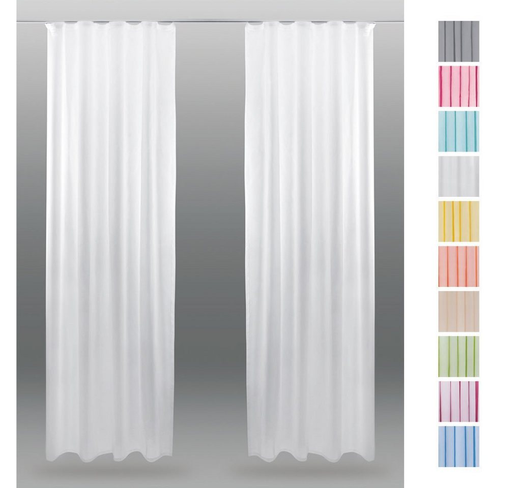 Bestlivings Vorhang (2 St), Kräuselband, transparent, Voile, Gardinenset "Transparent" mit Universalband – Bild 5 von 5