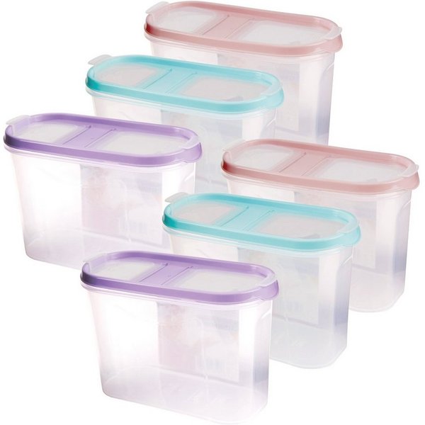 Bestlivings Vorratsdose Müslispender 1,4L - 4,5L, Kunststoff, (6-tlg., 1,4 Liter (7cm x 17cm x 12,5cm), Schüttdose für Lebensmittel, Vorratsbehälter Set - Frisc
