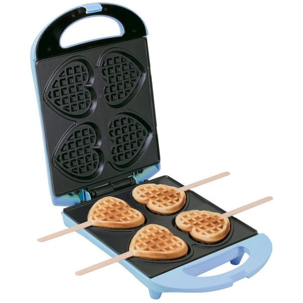 bestron Waffeleisen DSW271, 780 W, Herzwaffeln am Stiel – 780 W, inkl. Stäbchen