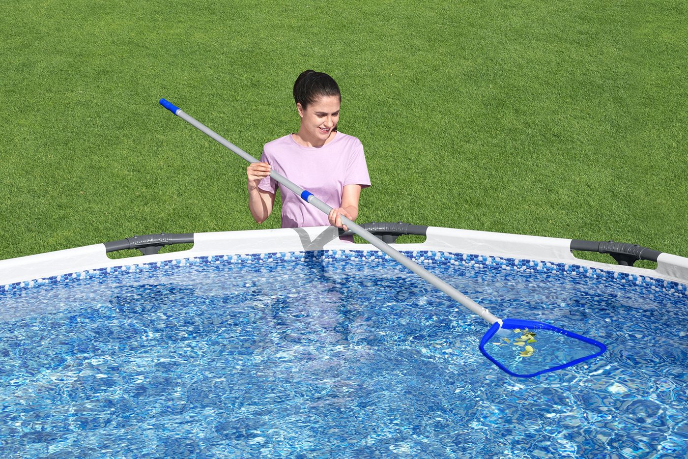 Bestway Kescher Flowclear™AquaScoop™ Deluxe (Packung, 1-St., Passend zu 30 mm Stielen (Innendurchmesser), 40 x 53 x 4,8 cm – Bild 2 von 5