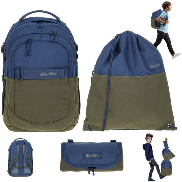 BESTWAY Schulrucksack Evolution Packer 40177, Schultasche Sportbeutel Mäppchen 3 Teile Set +rtm