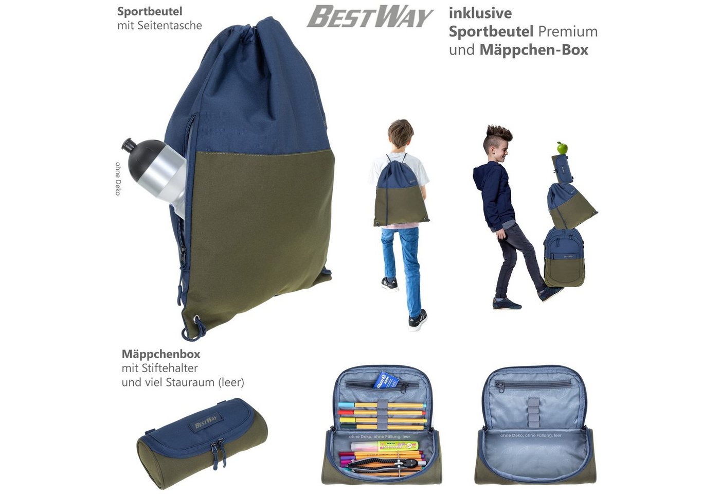 BESTWAY Schulrucksack Evolution Packer 40177, Schultasche Sportbeutel Mäppchen 3 Teile Set +rtm – Bild 5 von 5