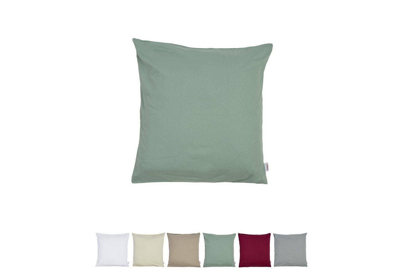 beties Kissenbezüge BasicSoft, (1 Stück), ca. 40x40 cm Jersey 100% Baumwolle (natural-grün) – Bild 2 von 5
